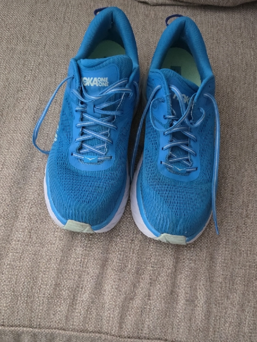 Hoka One One Teal-Blue Mesh Running Shoes